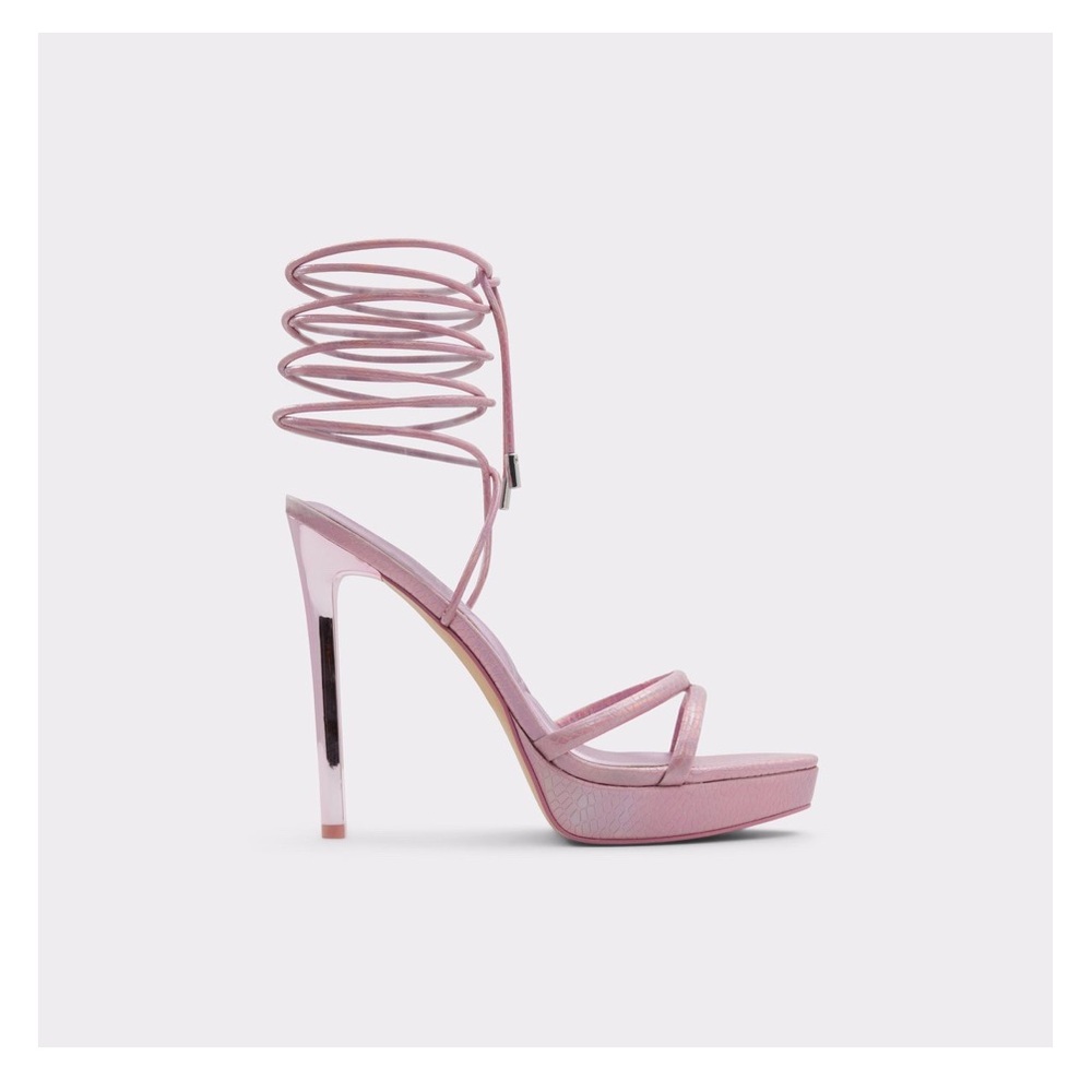 Aldo Pink Metallic Heels with Crisscross Straps